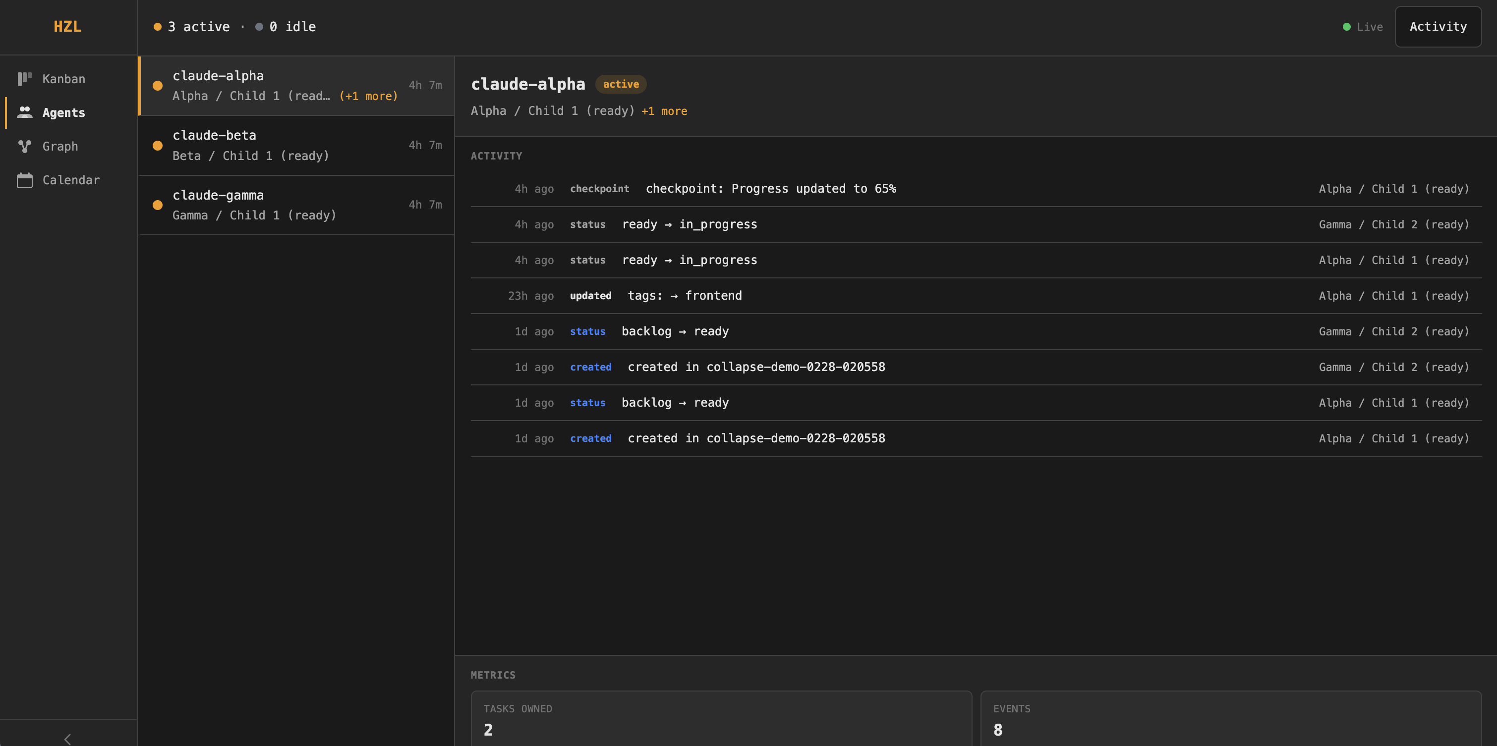 Agent Operations Center view